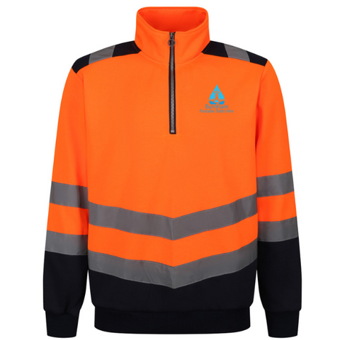 BPTH Hi Vis 1/4 Zip sweatshirt- Orange/Navy