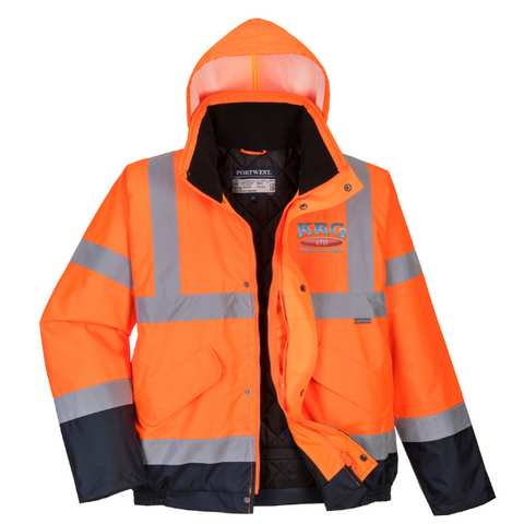 KRG Transport Portwest Hi Viz Bomber Jacket - Orange/Navy