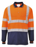 KRG Transport Portwest Hi Viz Long Sleeved Polo Shirt - Orange/Navy