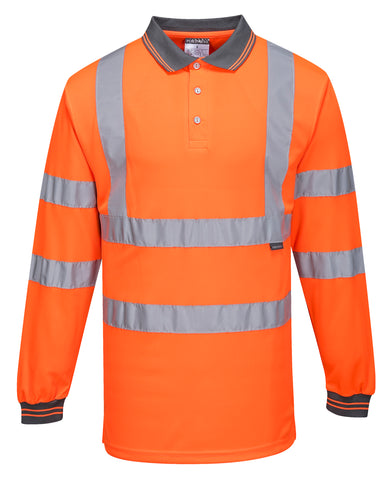 Jays Hi Viz Long Sleeved Polo Shirt - Orange/Yellow – NK Workwear